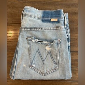 MOTHER The Dazzler Button Fly Ankle Light Blue Jeans Size 27